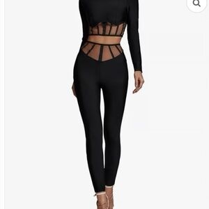 Black bandage and lace corset two piece